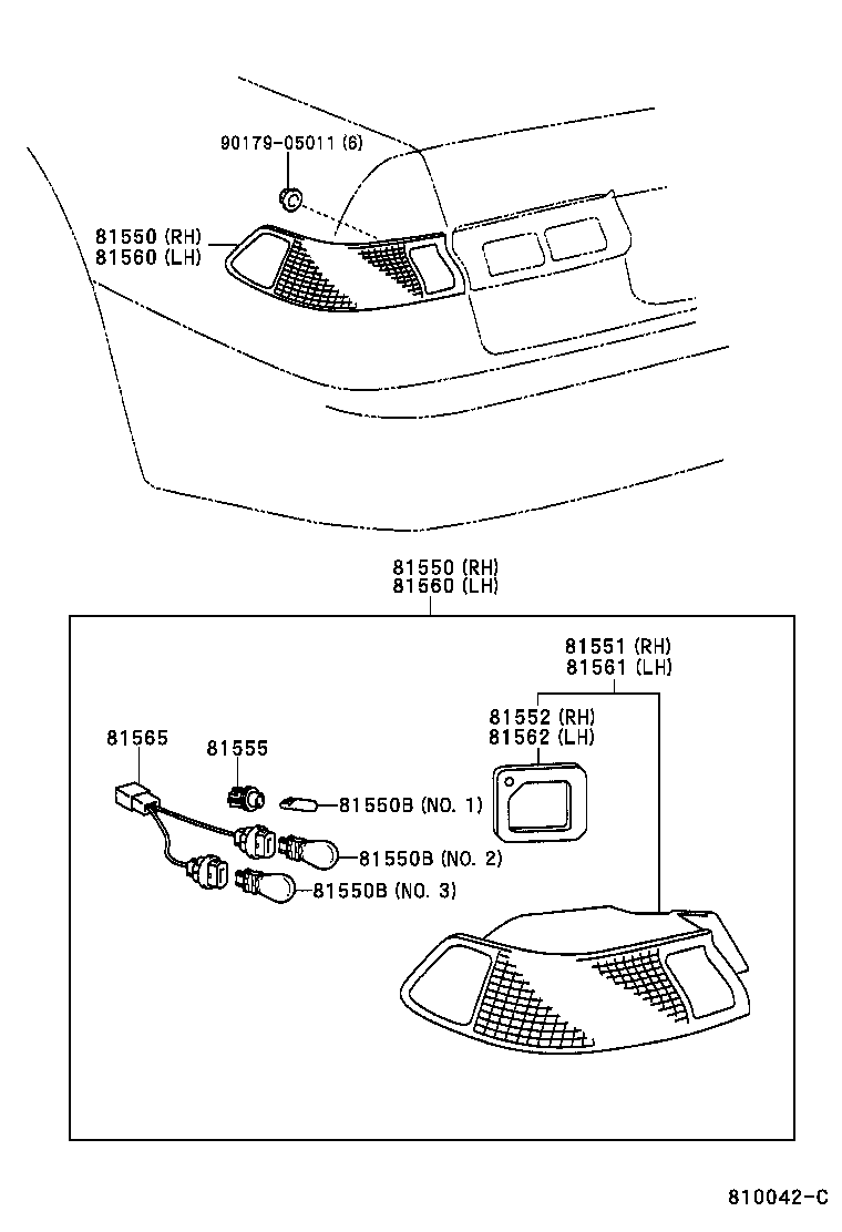 Toyota 81550-AA020 LAMP ASSY, REAR COMBINATION, RH