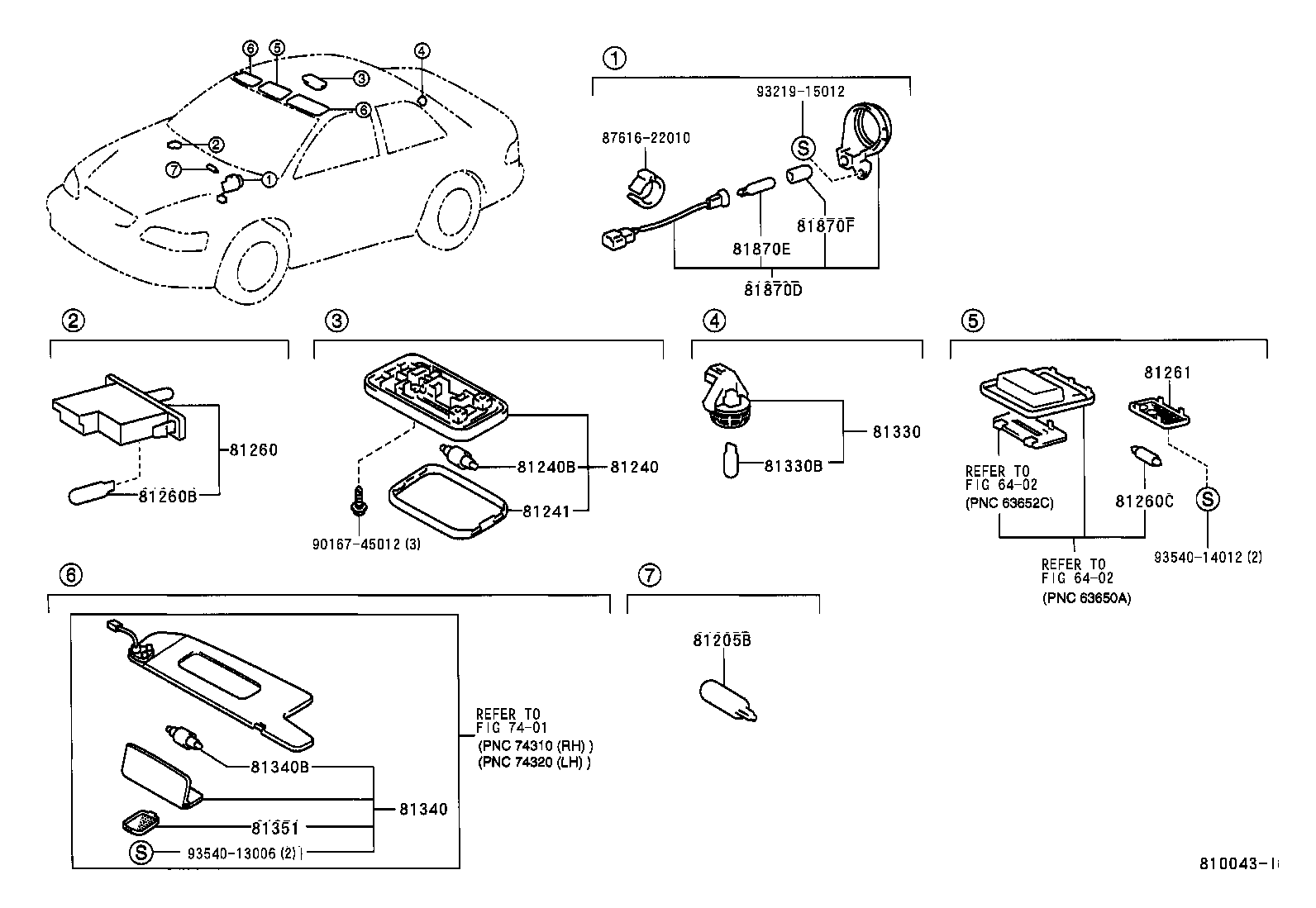 Toyota 81240-32031-G1 LAMP ASSY, ROOM, NO.1