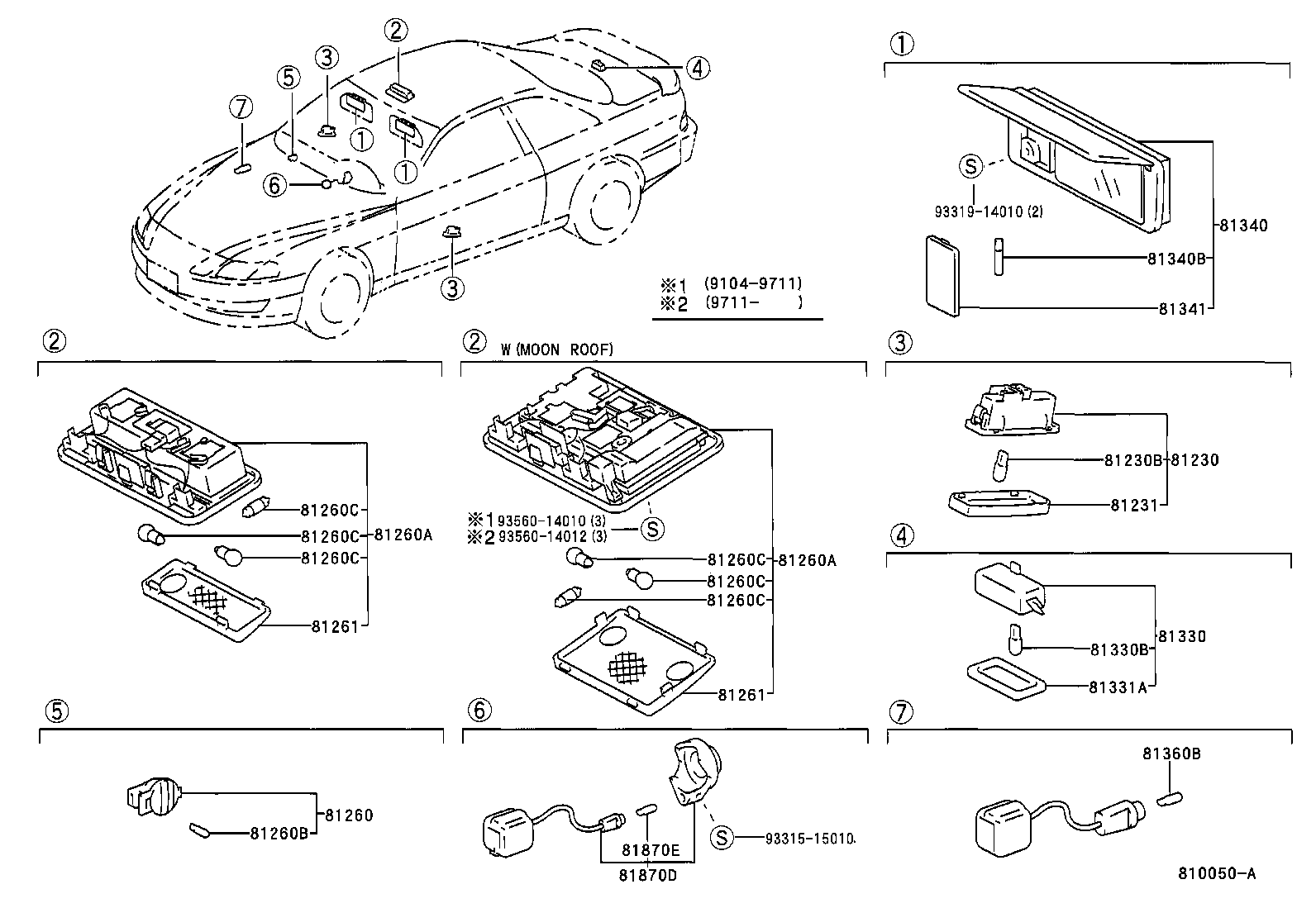 Toyota 81260-24050-A2 LAMP ASSY, MAP