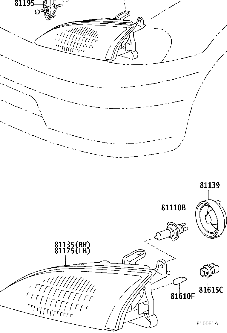 81130-16680 UNIT ASSY, HEADLAMP, RH product image
