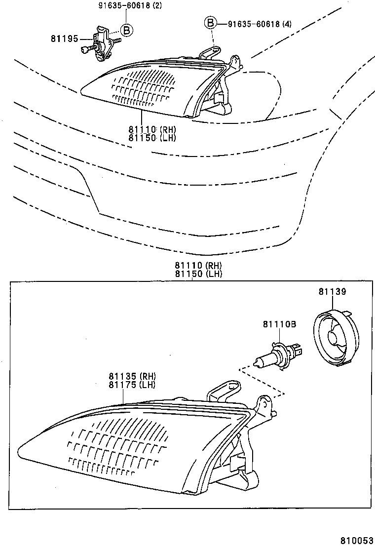 81130-16620 UNIT ASSY, HEADLAMP, RH product image