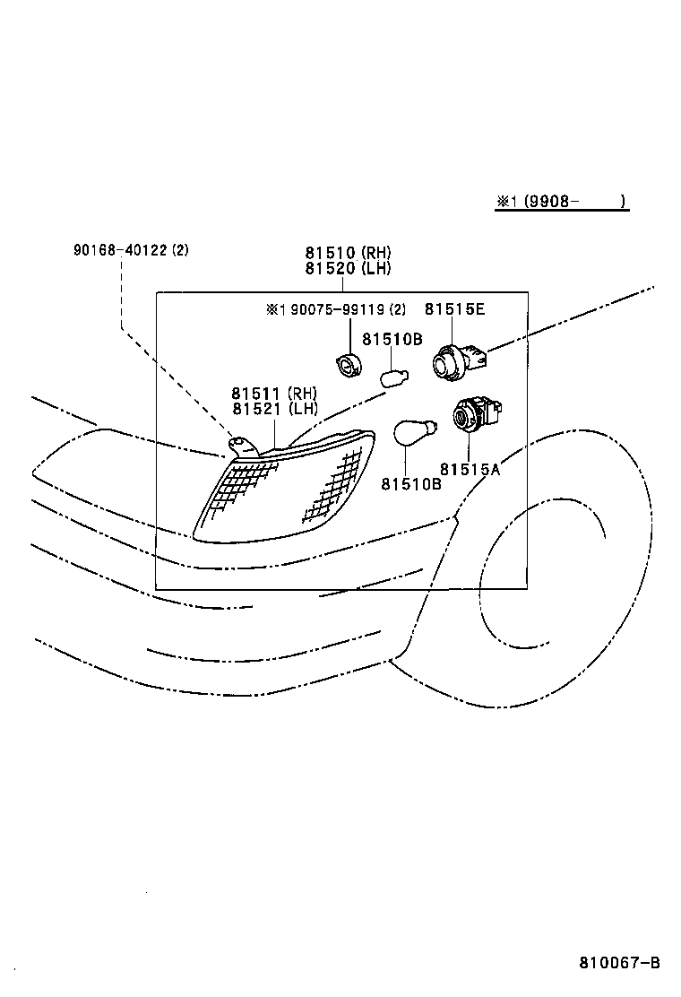 99159-10332 PLUG ASSY, FRONT TURN SIGNAL LAMP product image