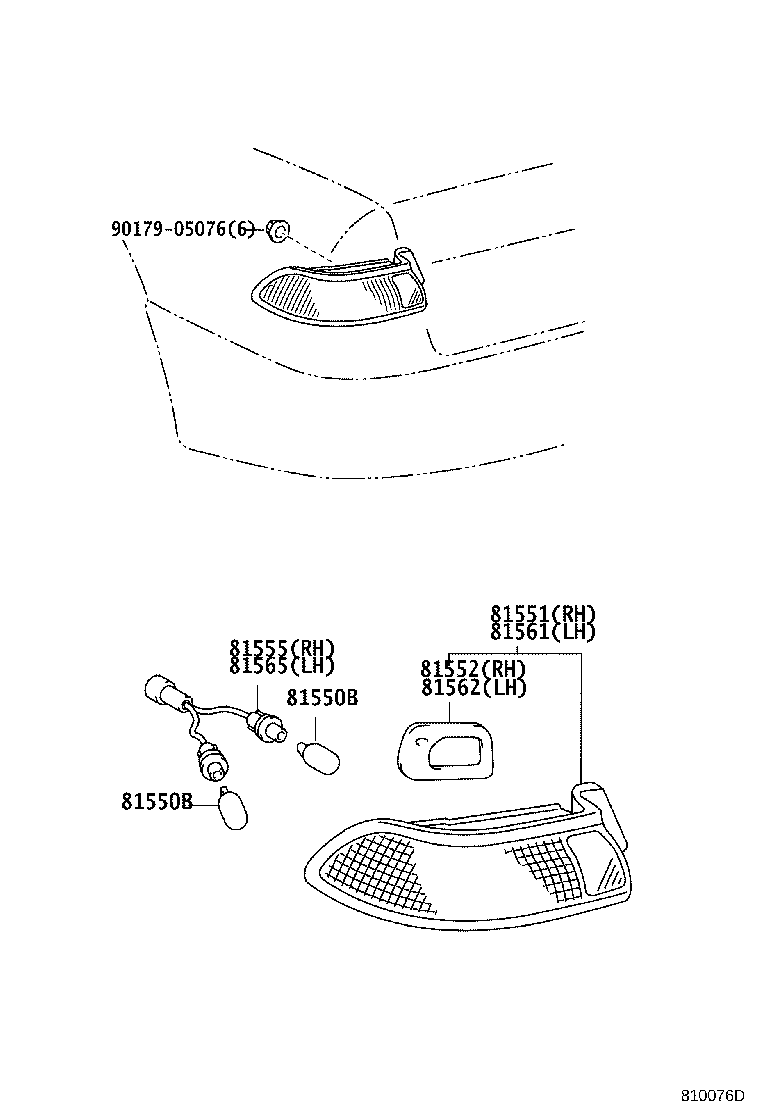 81555-33180 SOCKET & WIRE SUB-ASSY, REAR COMBINATION LAMP, RH product image