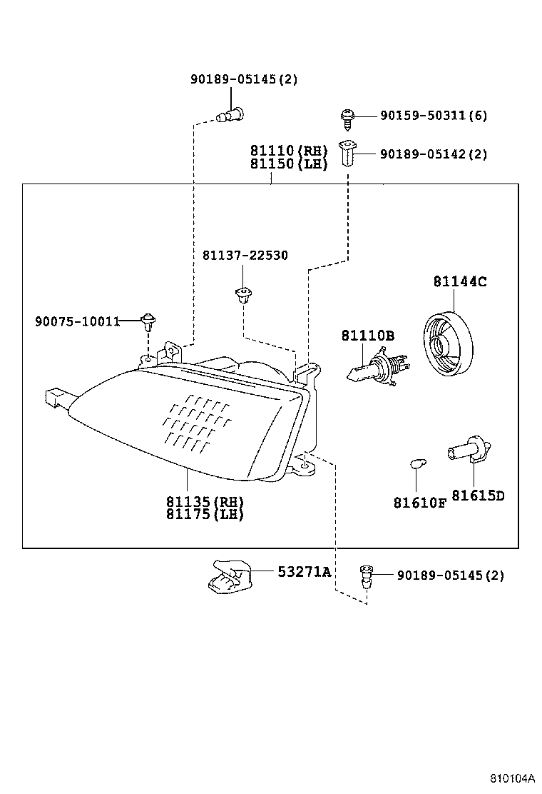 81130-2B720 UNIT ASSY, HEADLAMP, RH product image