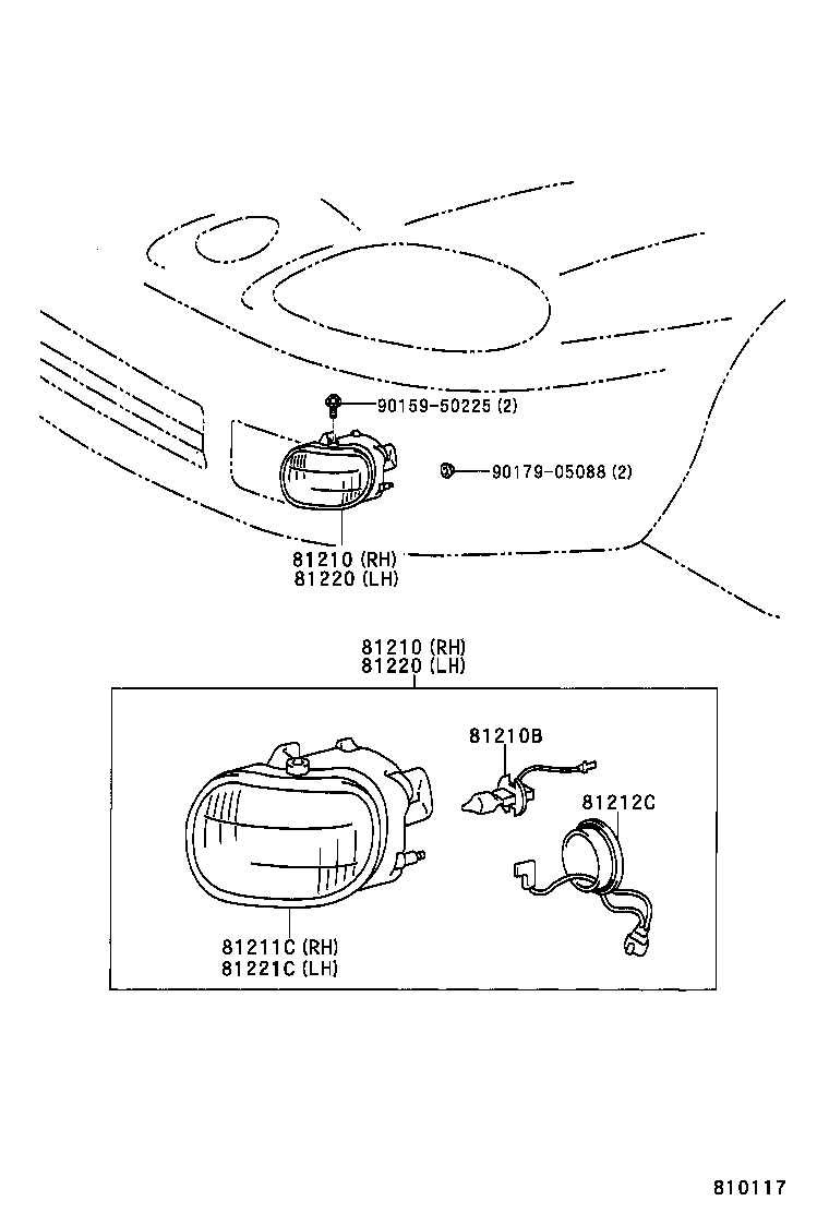 81220-24040 LAMP ASSY, FOG, LH product image