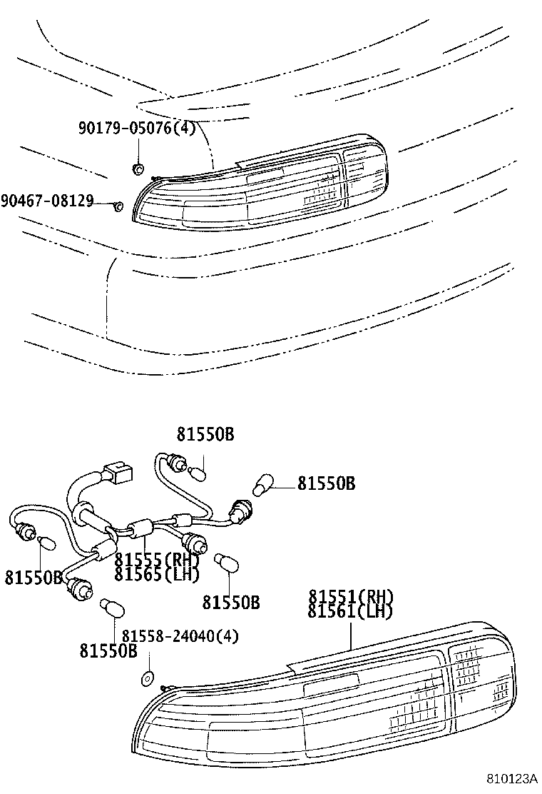 81555-24040 SOCKET & WIRE SUB-ASSY, REAR COMBINATION LAMP, RH product image