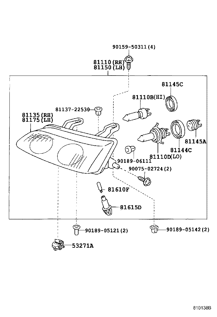 81150-44040 HEADLAMP ASSY, LH product image