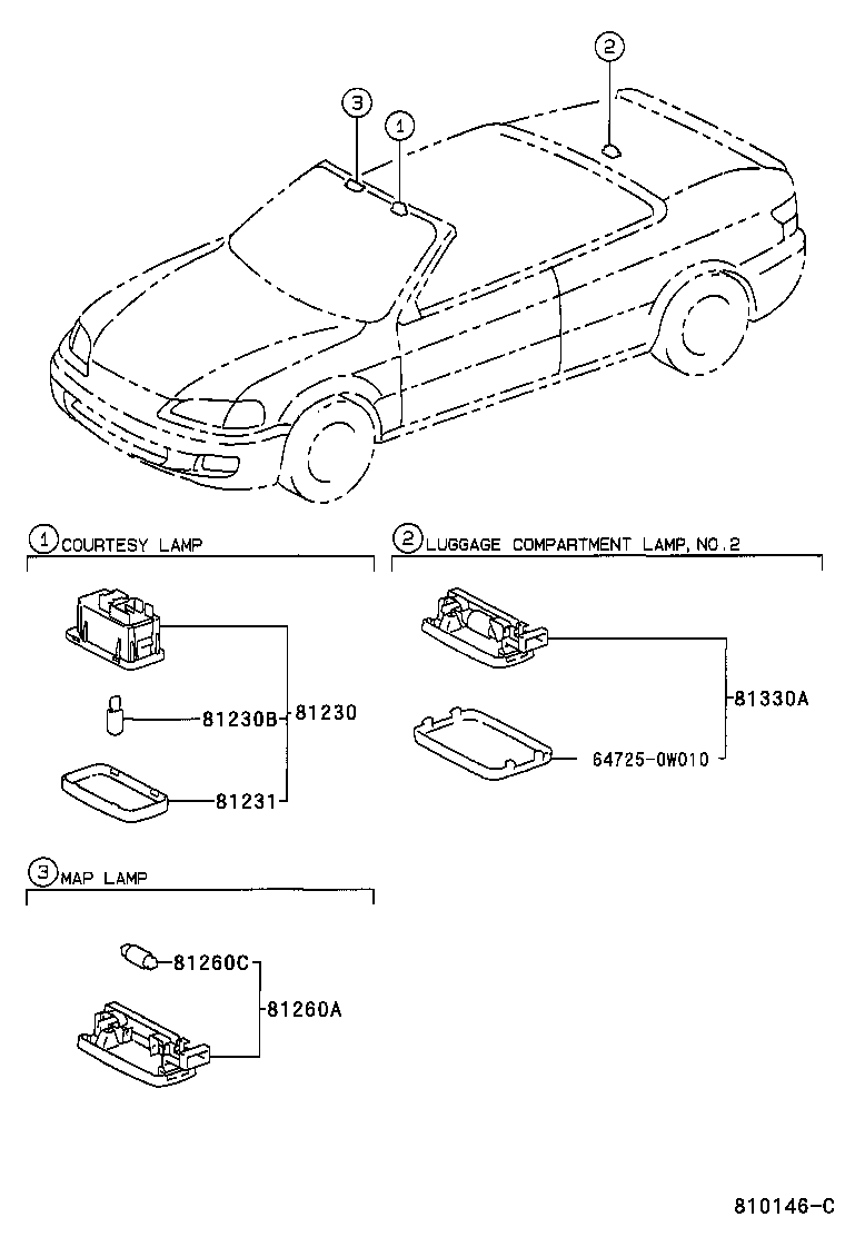 Toyota 81250-16040 LAMP ASSY, MAP