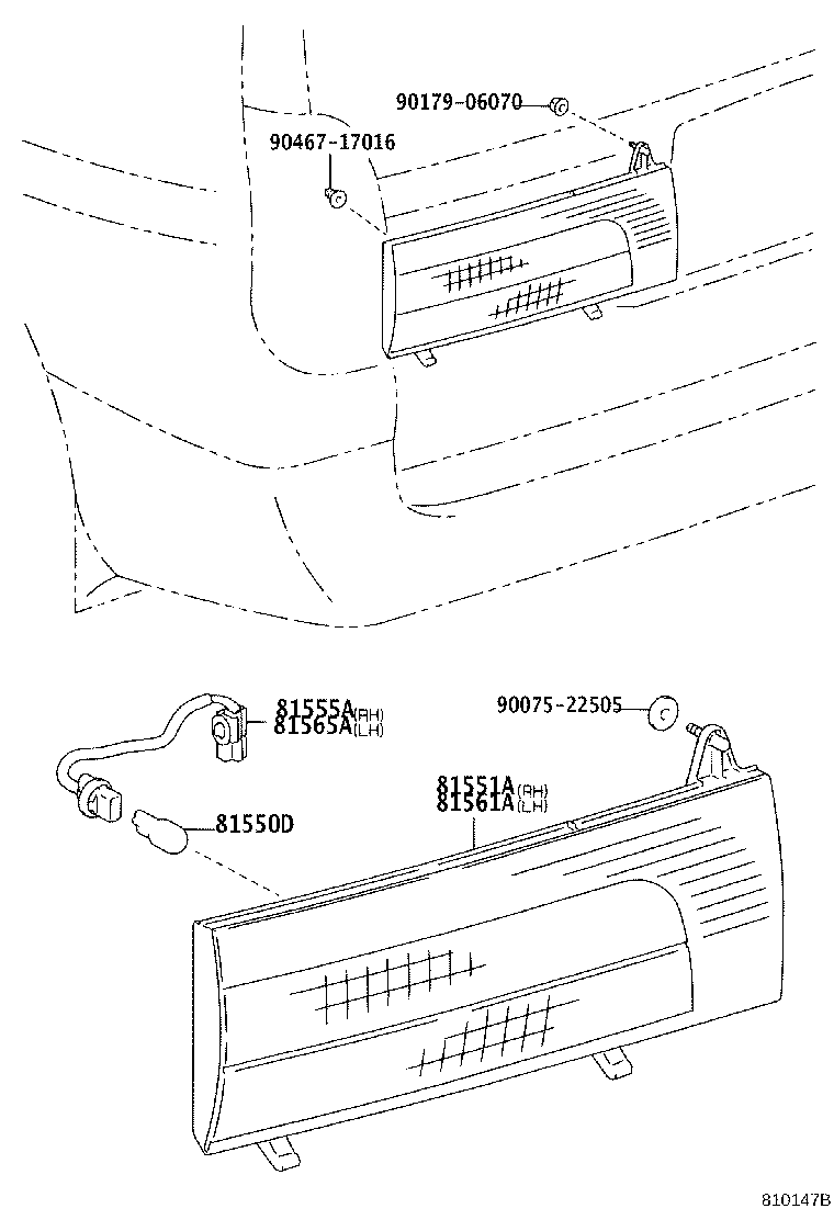 81555-26110 SOCKET & WIRE SUB-ASSY, REAR COMBINATION LAMP, RH product image