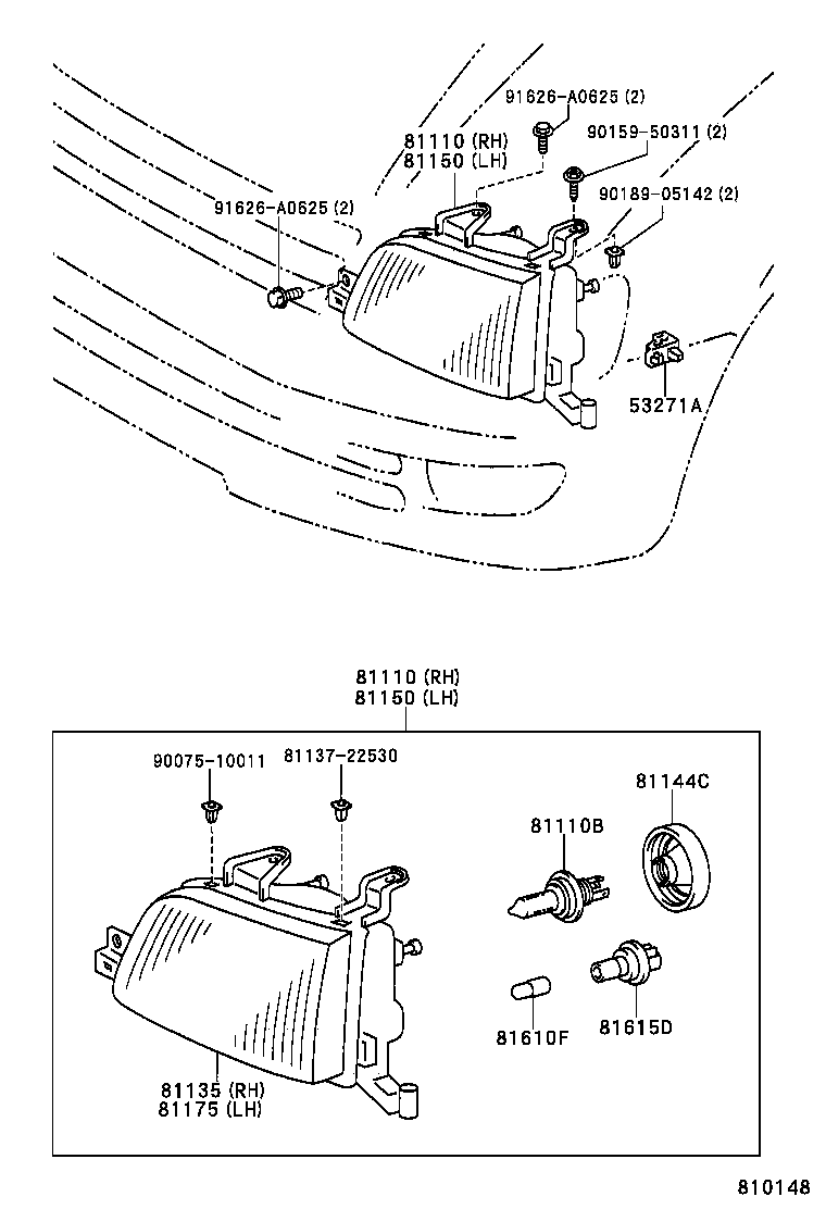 53271-28040 BRACKET, HEADLAMP MOUNTING product image