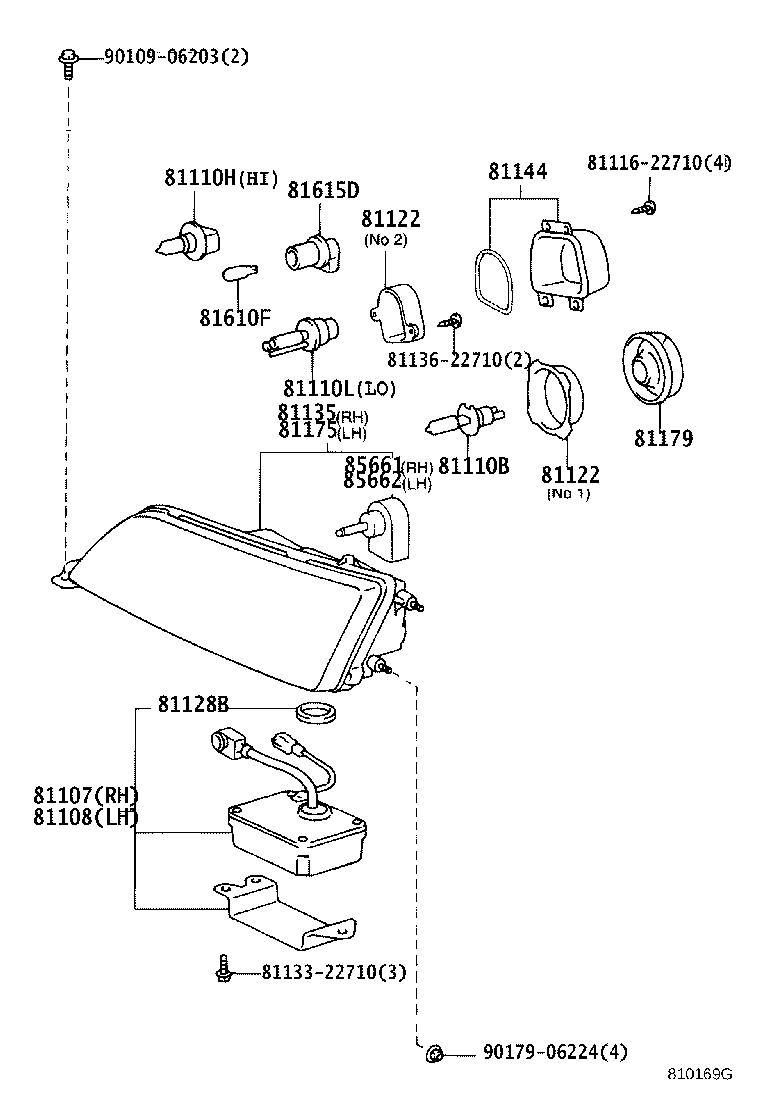 81130-22700 UNIT ASSY, HEADLAMP, RH product image