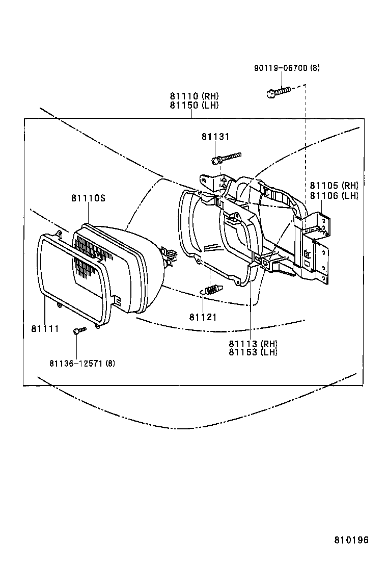 81150-0B040 HEADLAMP ASSY, LH product image
