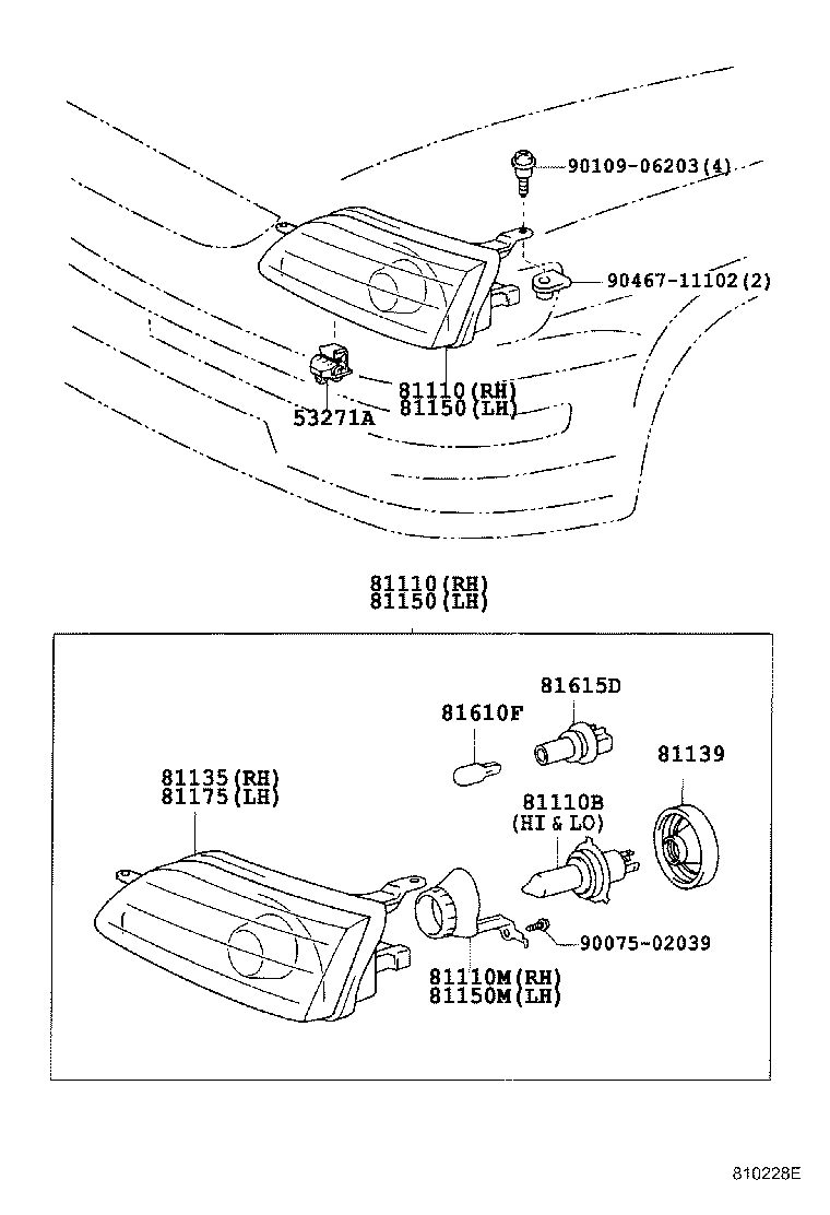 81130-13130 UNIT ASSY, HEADLAMP, RH product image