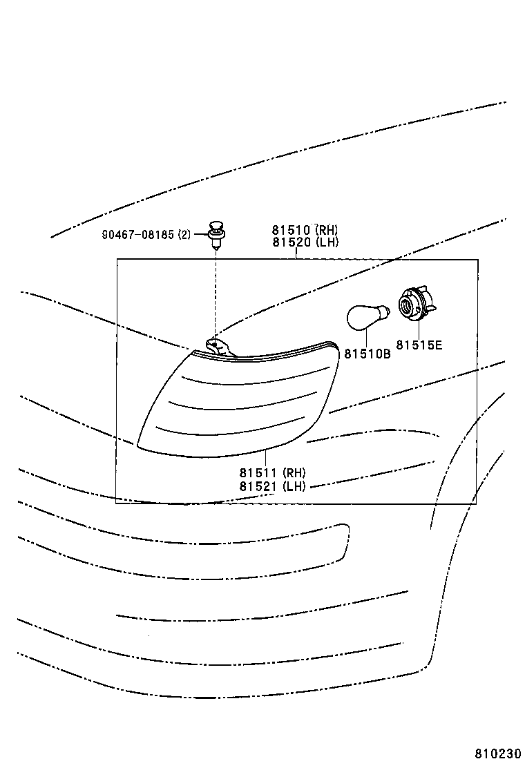 81520-13030 LAMP ASSY, FRONT TURN SIGNAL, LH product image