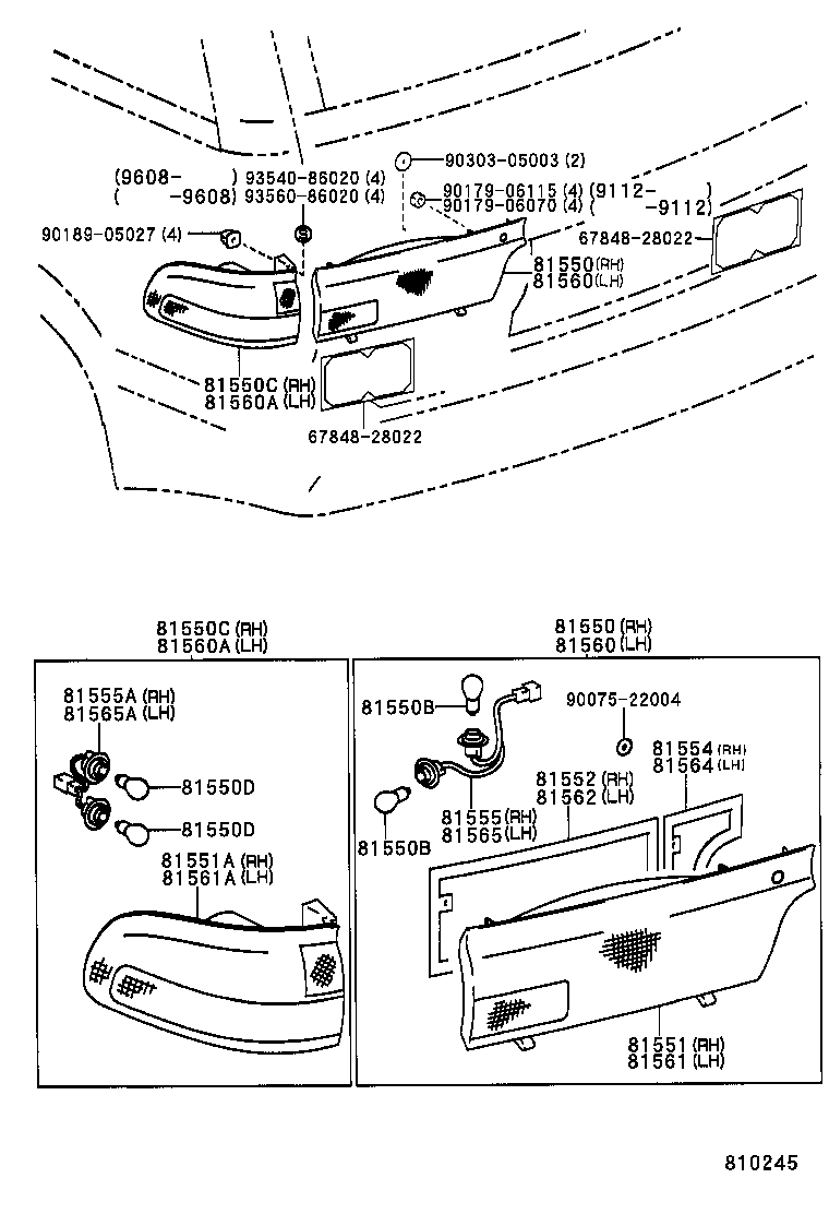 81555-95D02 SOCKET & WIRE SUB-ASSY, REAR COMBINATION LAMP, RH product image