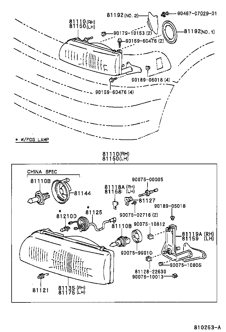 Toyota 81150-28300 HEADLAMP ASSY, LH