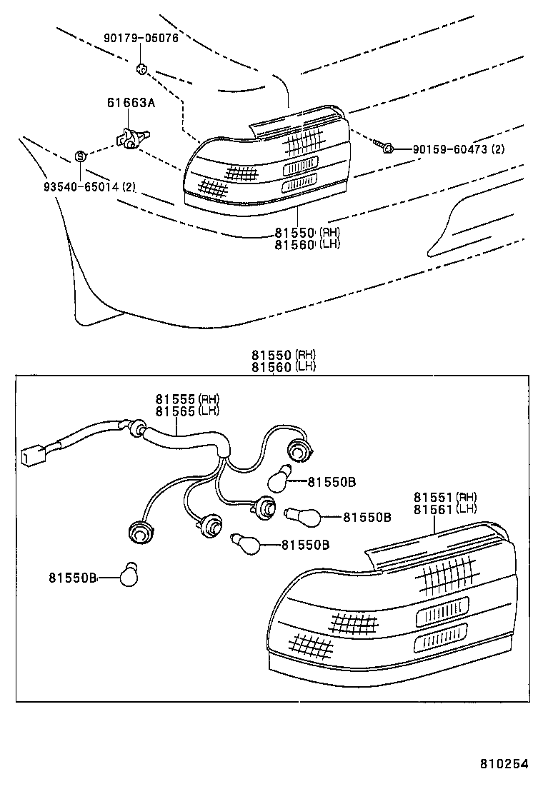 81555-02030 SOCKET & WIRE SUB-ASSY, REAR COMBINATION LAMP, RH product image