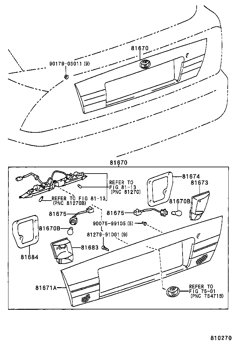 81671-12080 LENS & BODY, BACK-UP LAMP product image