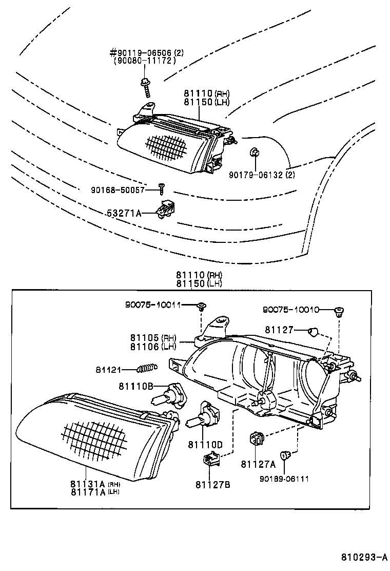 Toyota 81150-02040 HEADLAMP ASSY, LH