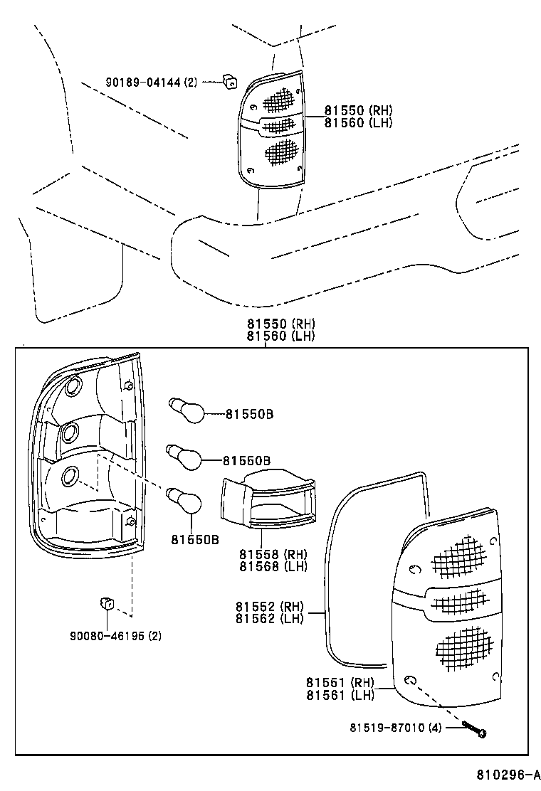 Toyota 81550-04060 LAMP ASSY, REAR COMBINATION, RH