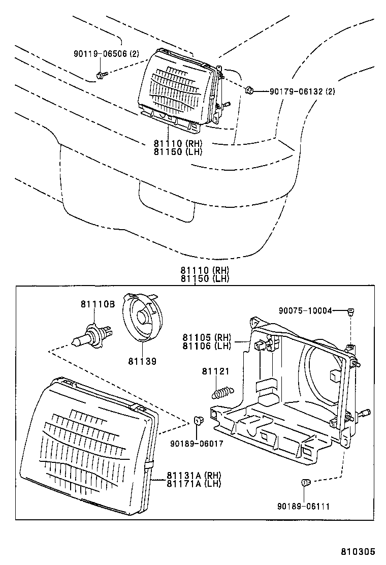 81105-04090 HOUSING SUB-ASSY, HEADLAMP, RH product image