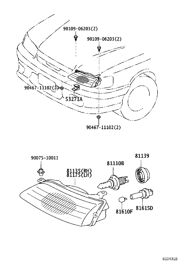 81130-13150 UNIT ASSY, HEADLAMP, RH product image