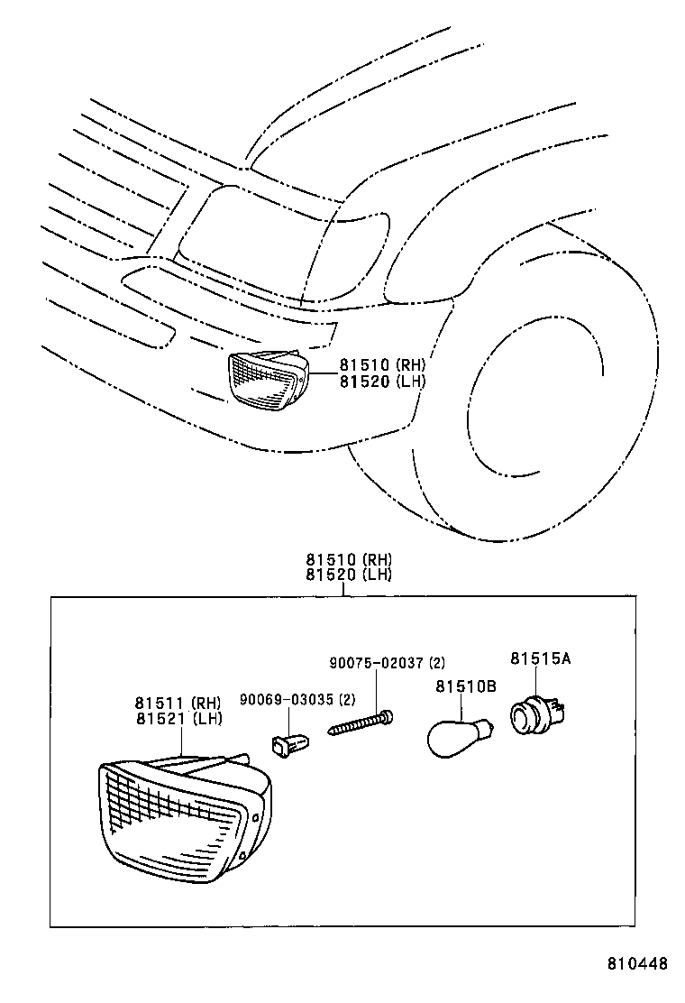 81511-04080 LENS, FRONT TURN SIGNAL LAMP, RH product image