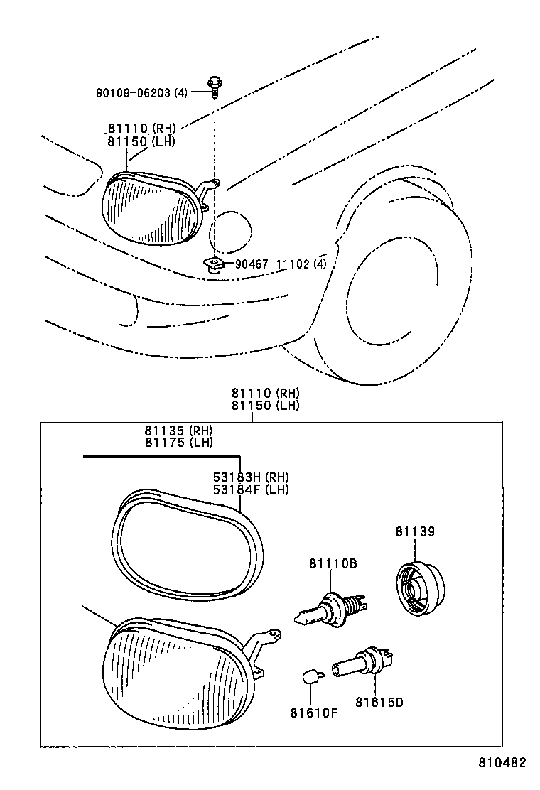 53184-12110 SEAL, HEADLAMP COVER, LH product image