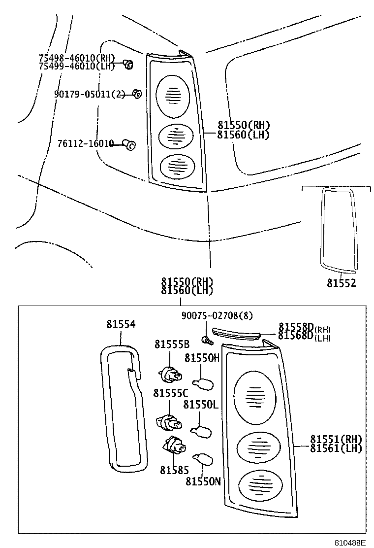 81550-46010 LAMP ASSY, REAR COMBINATION, RH product image