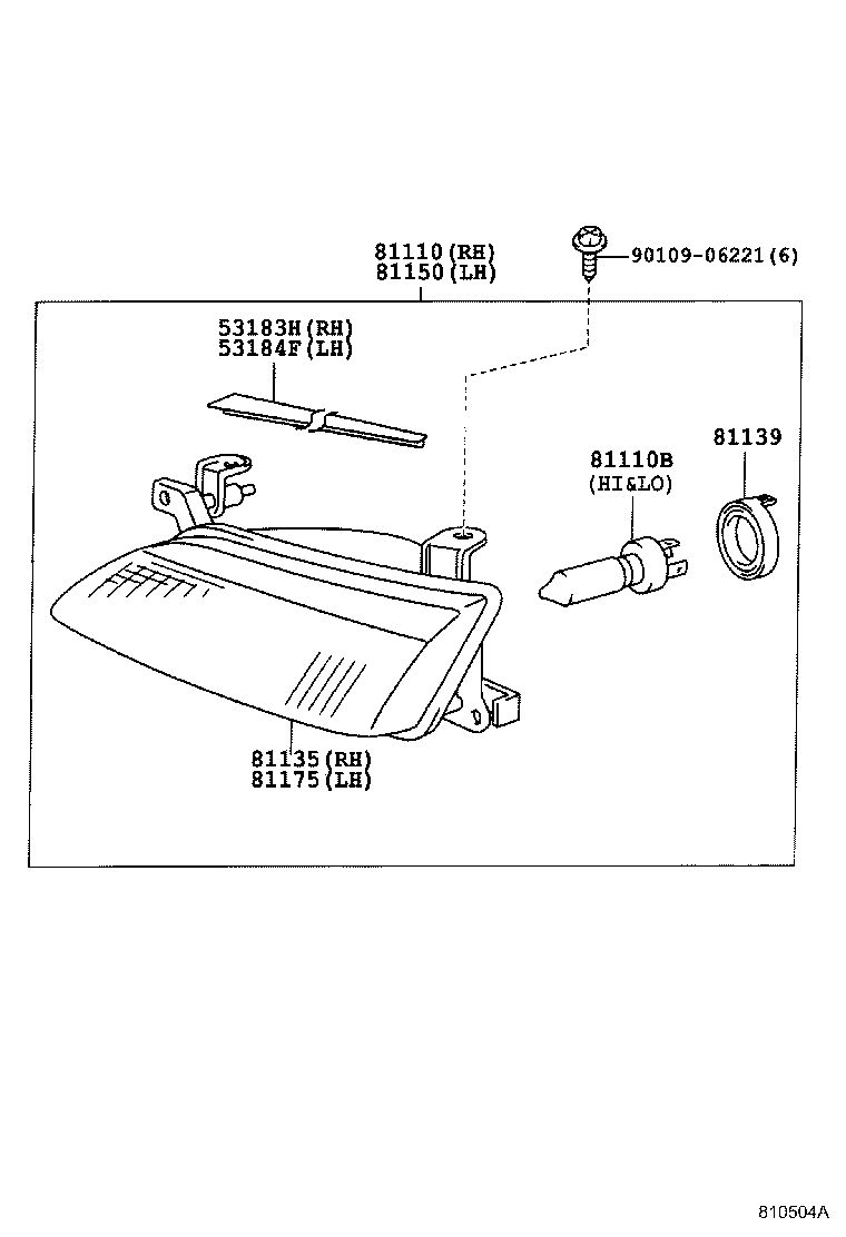 Toyota 81150-AA010 HEADLAMP ASSY, LH