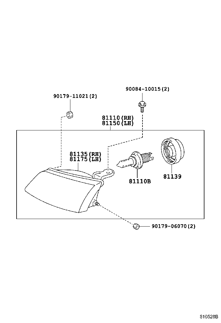 Toyota 81150-08020 HEADLAMP ASSY, LH