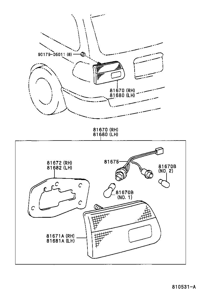 81671-08020 LENS & BODY, BACK-UP LAMP product image