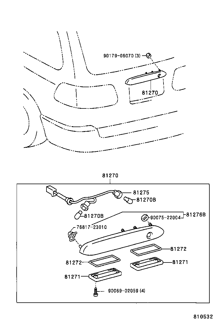 81275-08010 SOCKET AND WIRE, LICENSE PLATE LAMP product image