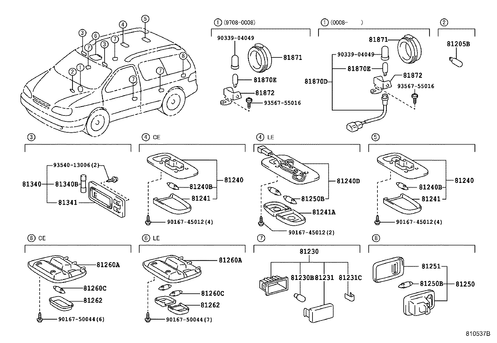 Toyota 81240-AA010-B1 LAMP ASSY, ROOM, NO.1