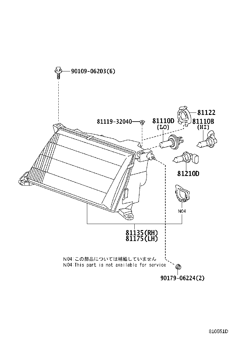 81130-50180 UNIT ASSY, HEADLAMP, RH product image