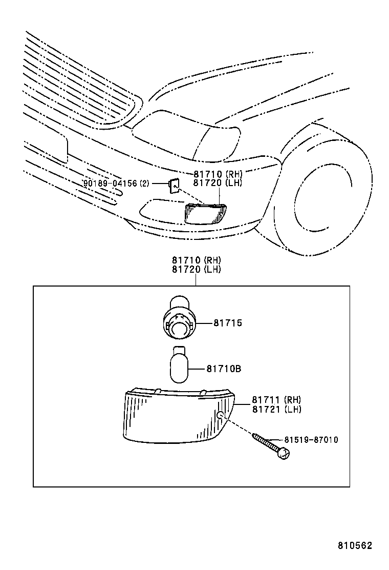 81740-50040 LAMP ASSY, FRONT MARKER, LH product image