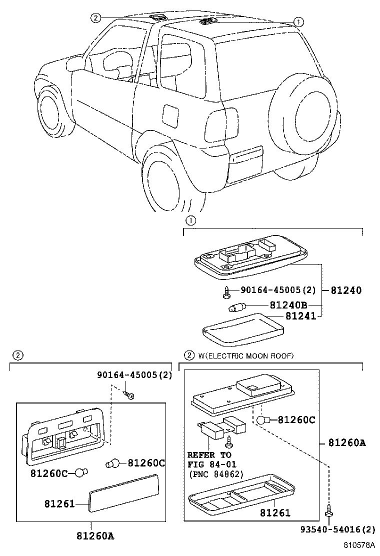 Toyota 81240-42010-B0 LAMP ASSY, ROOM, NO.1