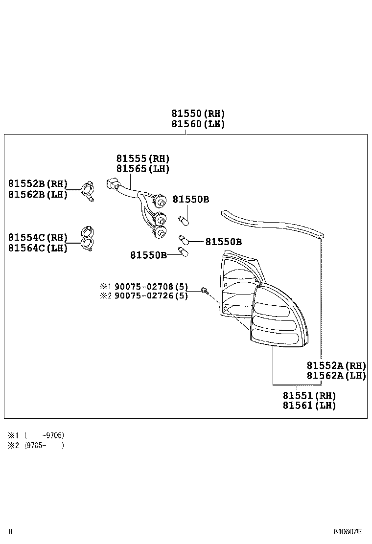 81550-10340 LAMP ASSY, REAR COMBINATION, RH product image