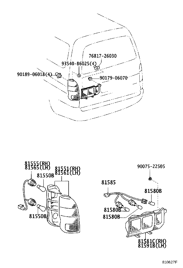 81550-26170 LAMP ASSY, REAR COMBINATION, RH product image