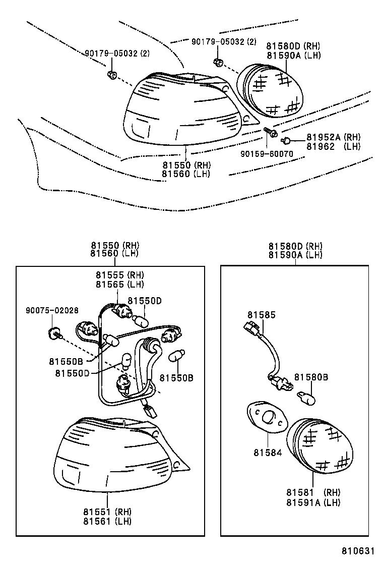 81555-30780 SOCKET & WIRE SUB-ASSY, REAR COMBINATION LAMP, RH product image