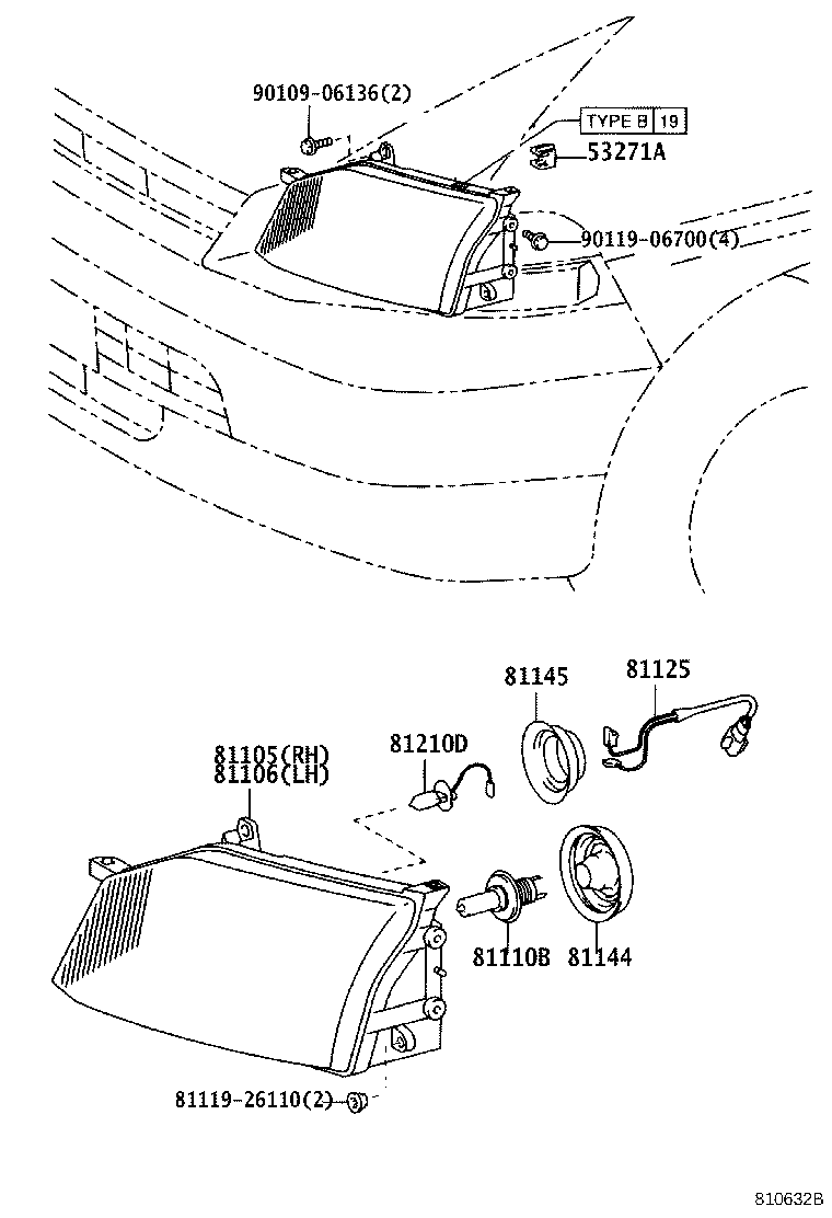 81105-26191 HOUSING SUB-ASSY, HEADLAMP, RH product image
