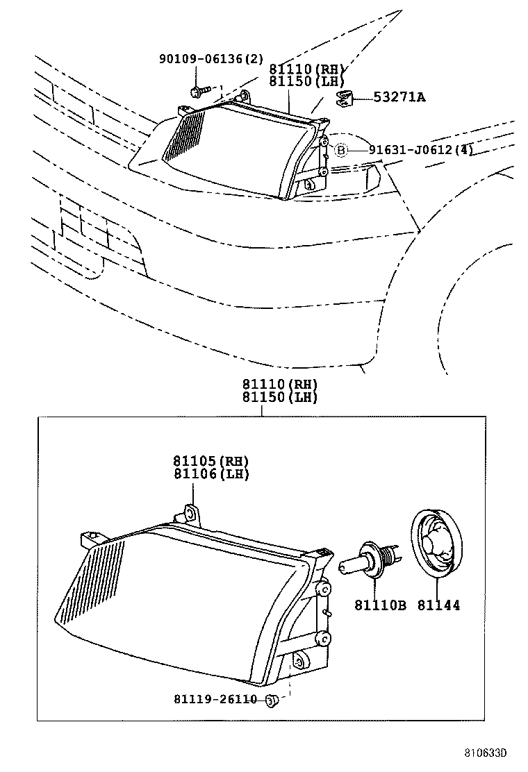 81130-26501 UNIT, HEADLAMP, RH product image