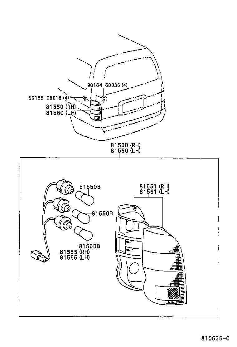 81550-26410 LAMP ASSY, REAR COMBINATION, RH product image