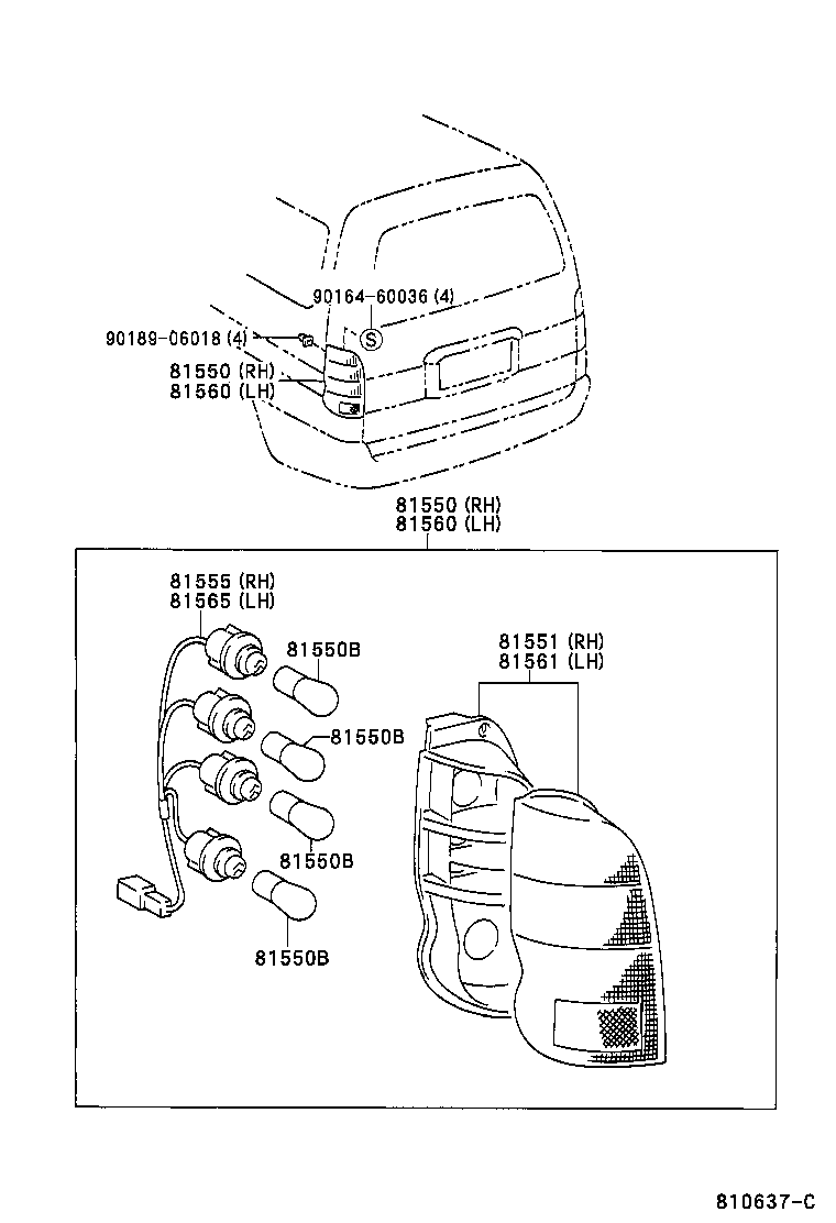 81550-26410 LAMP ASSY, REAR COMBINATION, RH product image
