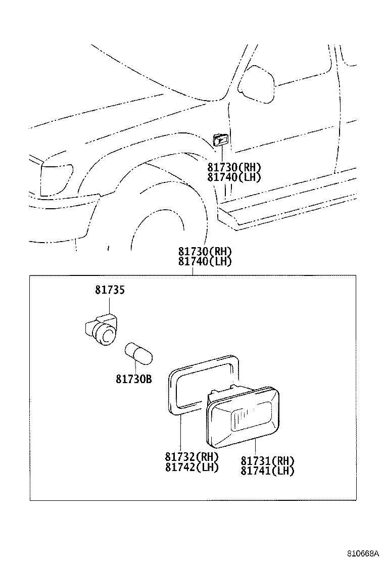 81730-04020 LAMP ASSY, SIDE TURN SIGNAL, RH product image