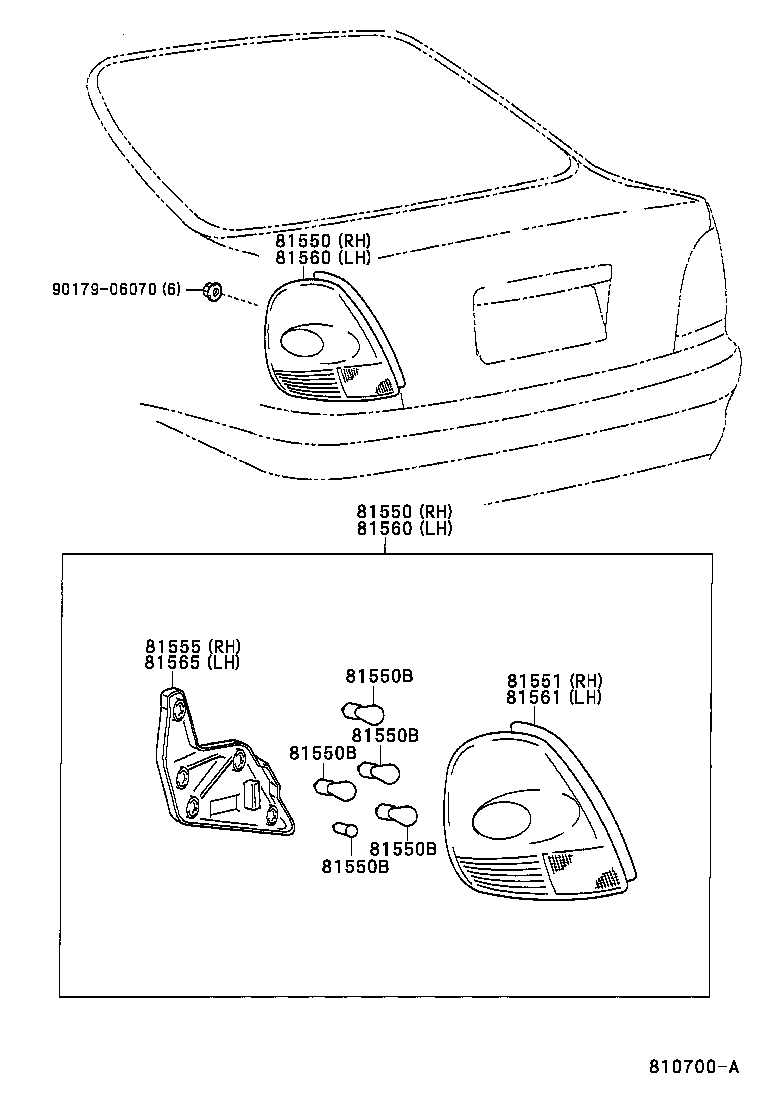 81550-05080 LAMP ASSY, REAR COMBINATION, RH product image