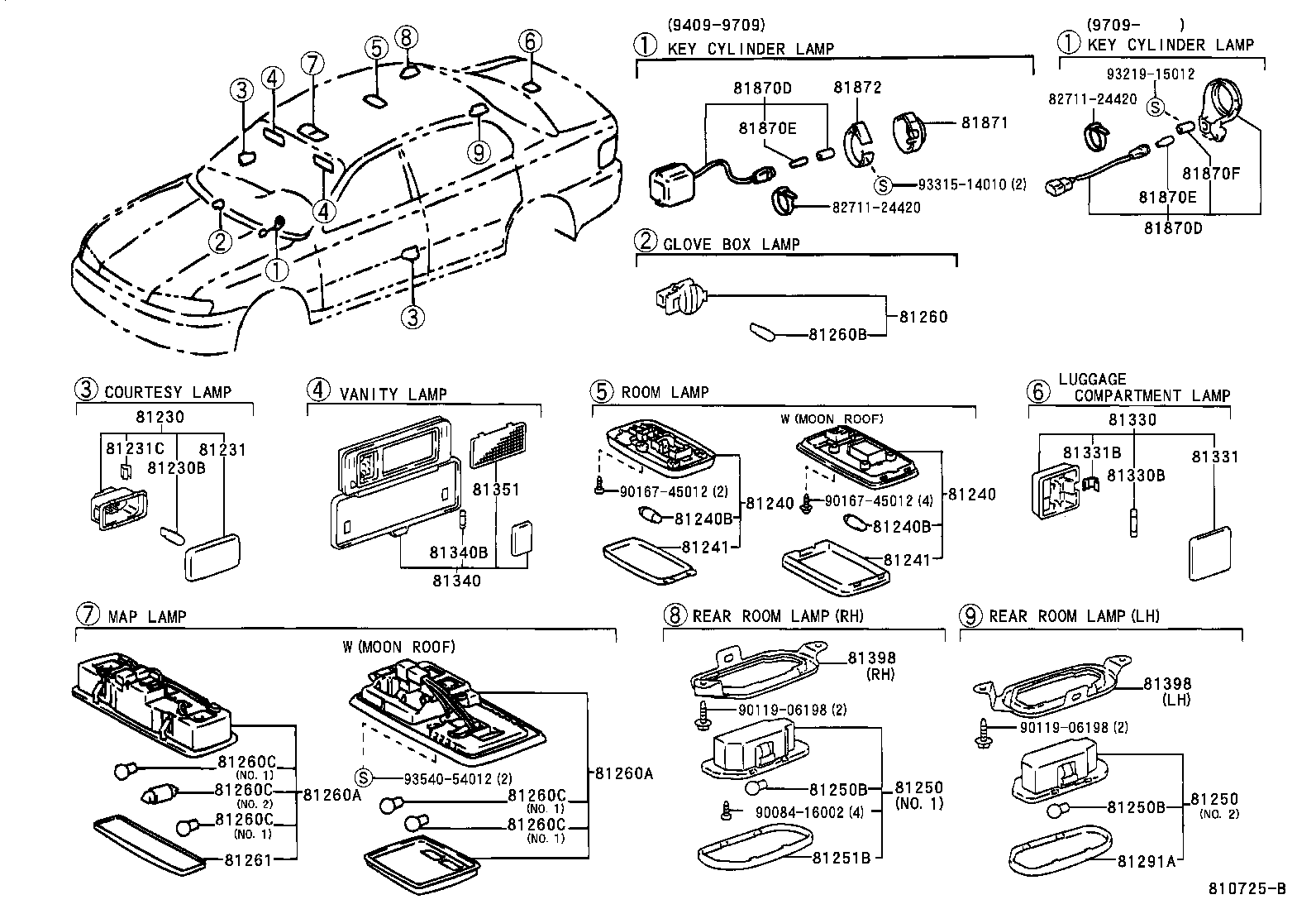 Toyota 81240-06010-E2 LAMP ASSY, ROOM, NO.1