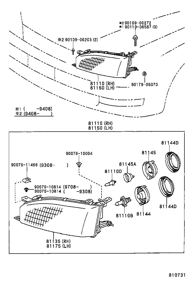 81130-33100 UNIT ASSY, HEADLAMP, RH product image