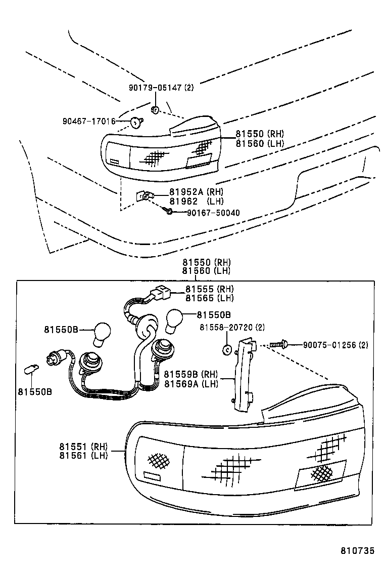 81555-06010 SOCKET & WIRE SUB-ASSY, REAR COMBINATION LAMP, RH product image