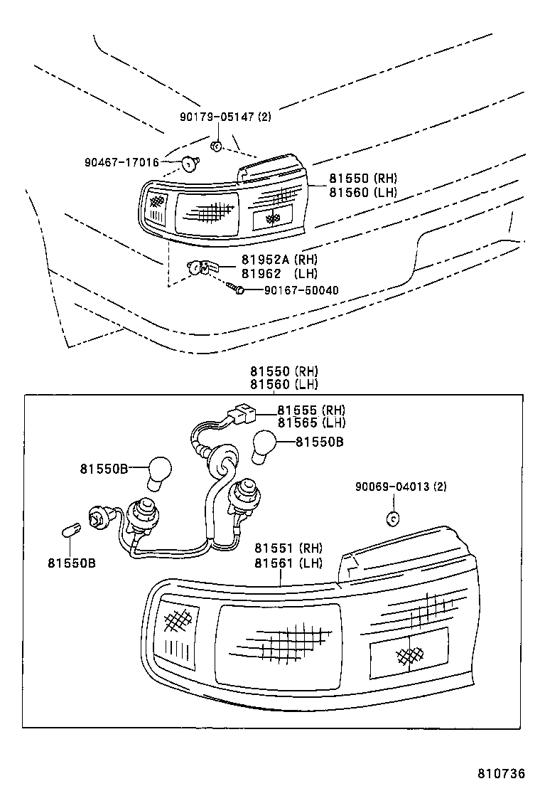 81555-06010 SOCKET & WIRE SUB-ASSY, REAR COMBINATION LAMP, RH product image